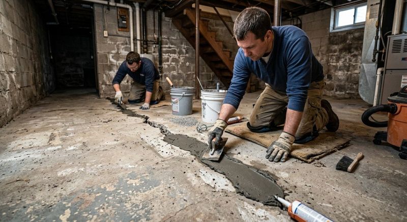 Cracked Basement Floor Repair in Hendricks County, IN
